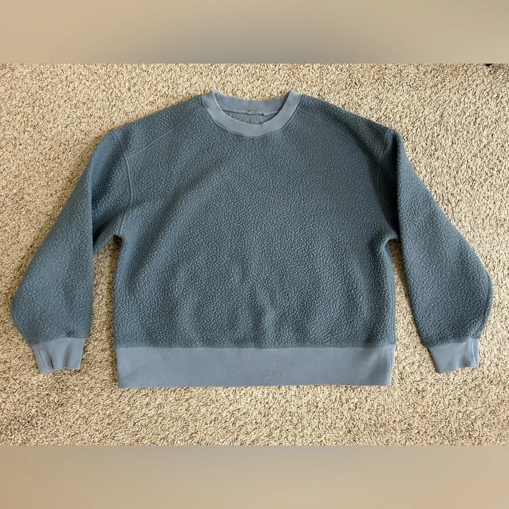 Everlane ReNew Fleece Oversized Crewneck Sweatshirt Women's Size Medium Blue - Picture 2 of 12